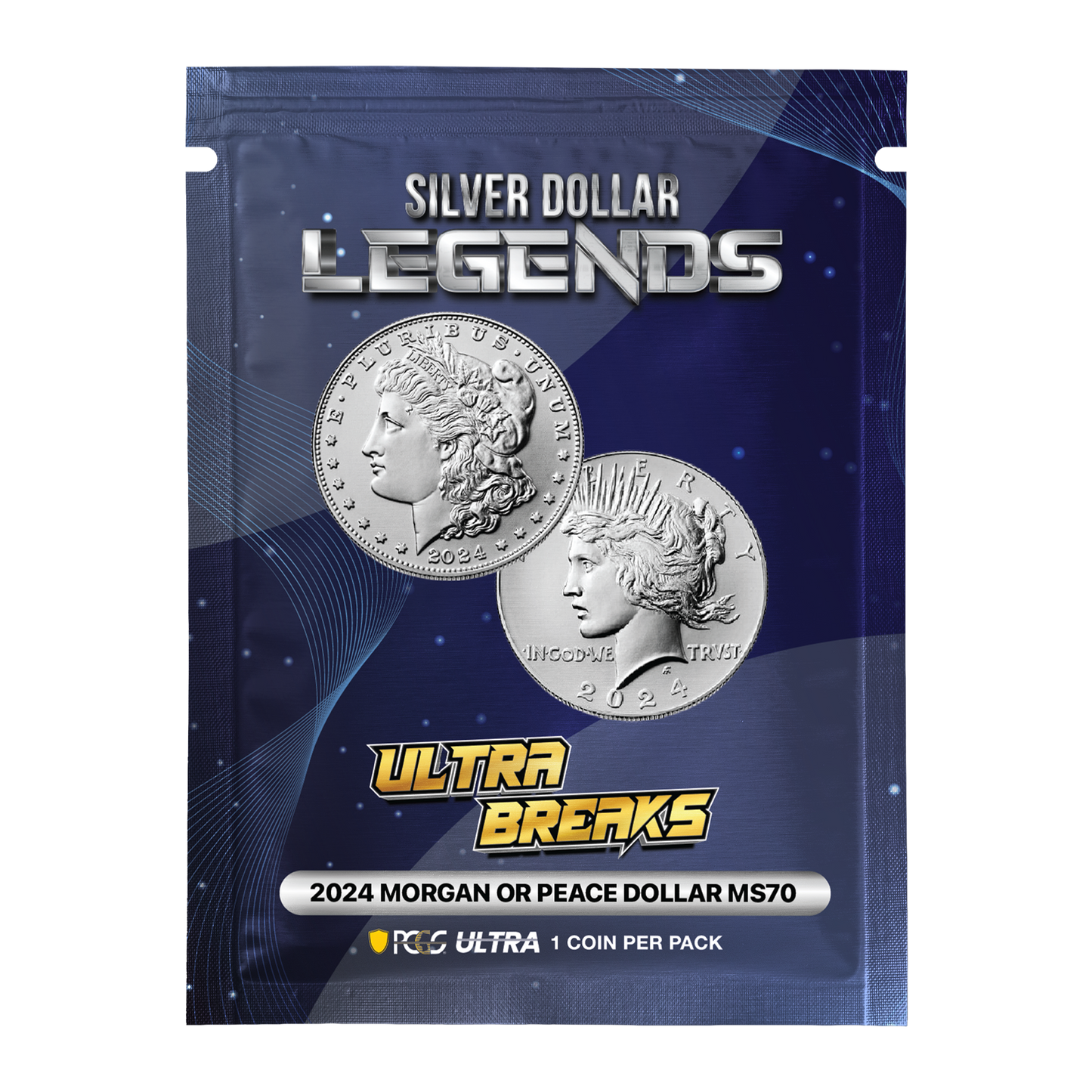UltraBreaks Silver Dollar Legends: featuring 2024 Morgan or Peace Dollar PCGS MS70 & Chase Coins