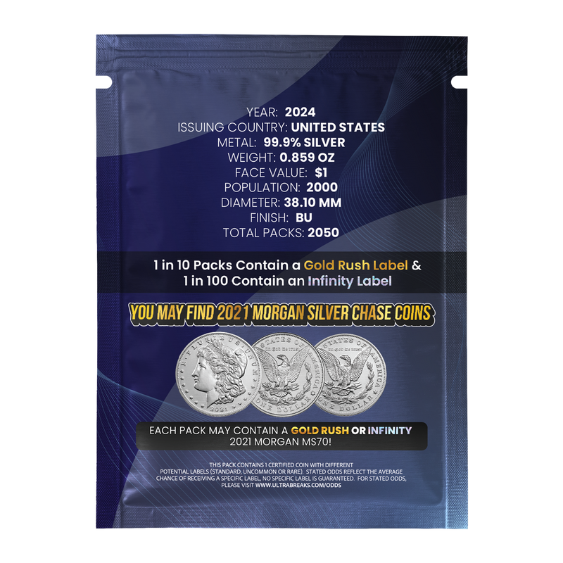 UltraBreaks Silver Dollar Legends: featuring 2024 Morgan or Peace Dollar PCGS MS70 & Chase Coins