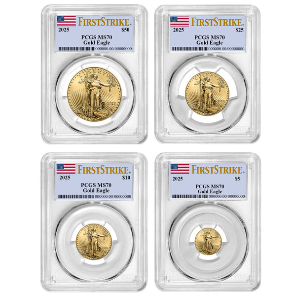 2025 American Gold Eagle 4pc Set - PCGS MS70 FS Flag Label