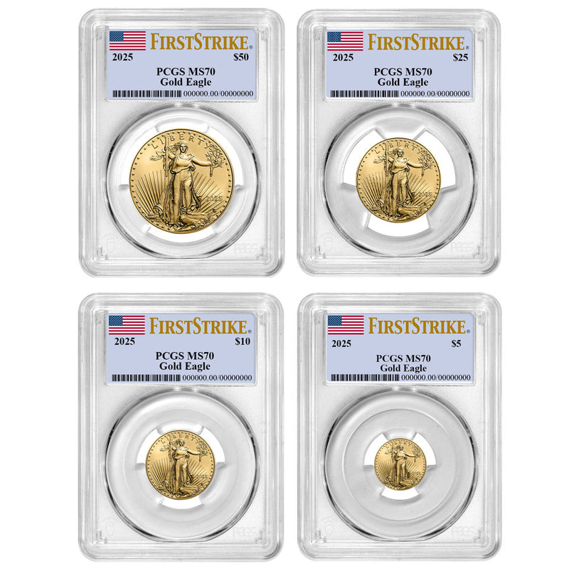2025 American Gold Eagle 4pc Set - PCGS MS70 FS Flag Label