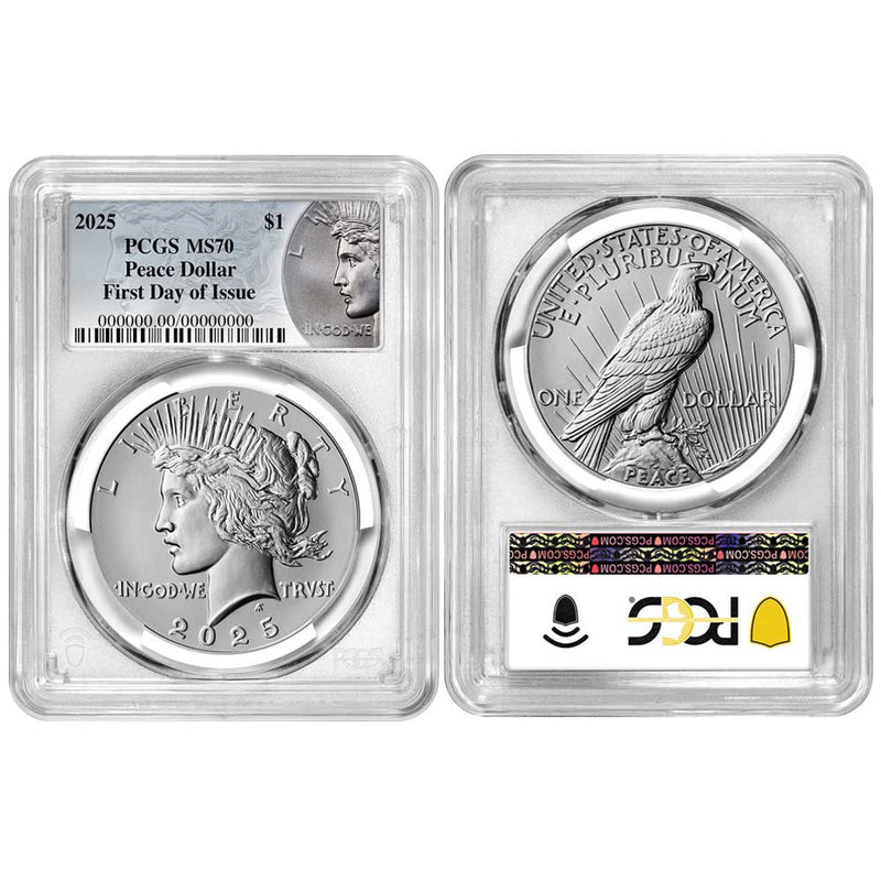 2025 $1 Morgan and Peace Silver Dollar 2pc Set - PCGS MS70 FDOI